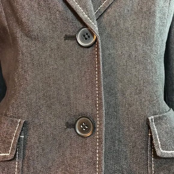 Kasper Black Denim Contrast Stitch Blazer - Picture 11 of 13